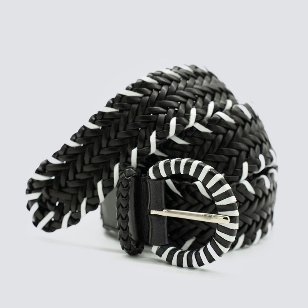 NWT 16 Ply Handwoven Belt Black/White Size 90cm By Dragon Diffusion